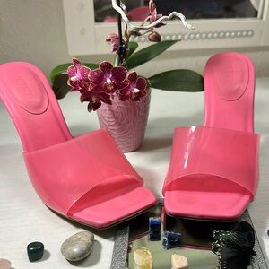 Vibrant Pink High Heel Mules
